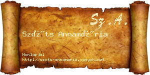 Szőts Annamária névjegykártya